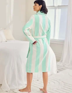 Pure Cotton Towelling Stripe Dressing Gown