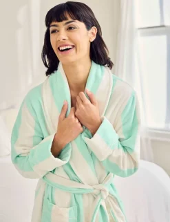 Pure Cotton Towelling Stripe Dressing Gown