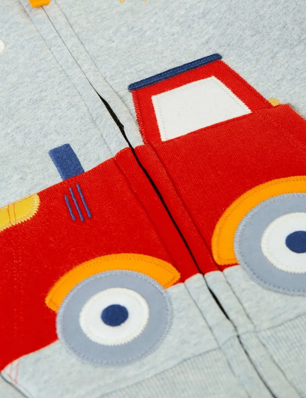 Pure Cotton Tractor Appliqué Zip Hoodie (3 Mths-8 Yrs)