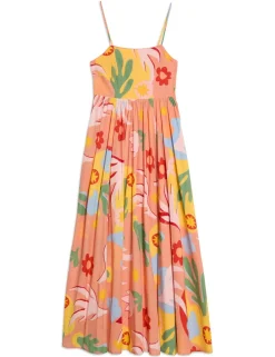 Pure Cotton Tropical Print Strappy Beach Dress