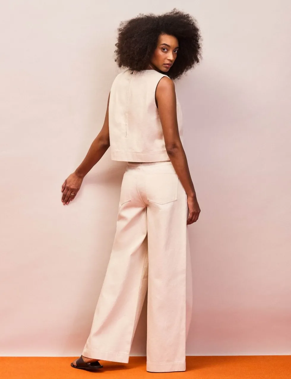 Pure Cotton Twill Wide Leg Jeans