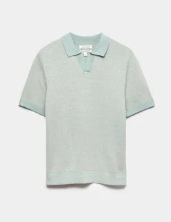Pure Cotton Twisted Stitch Knitted Polo