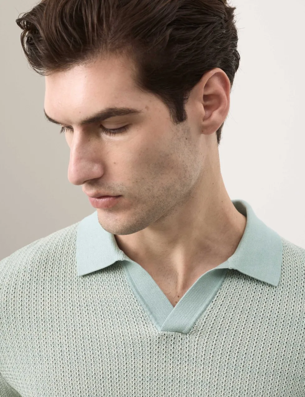 Pure Cotton Twisted Stitch Knitted Polo