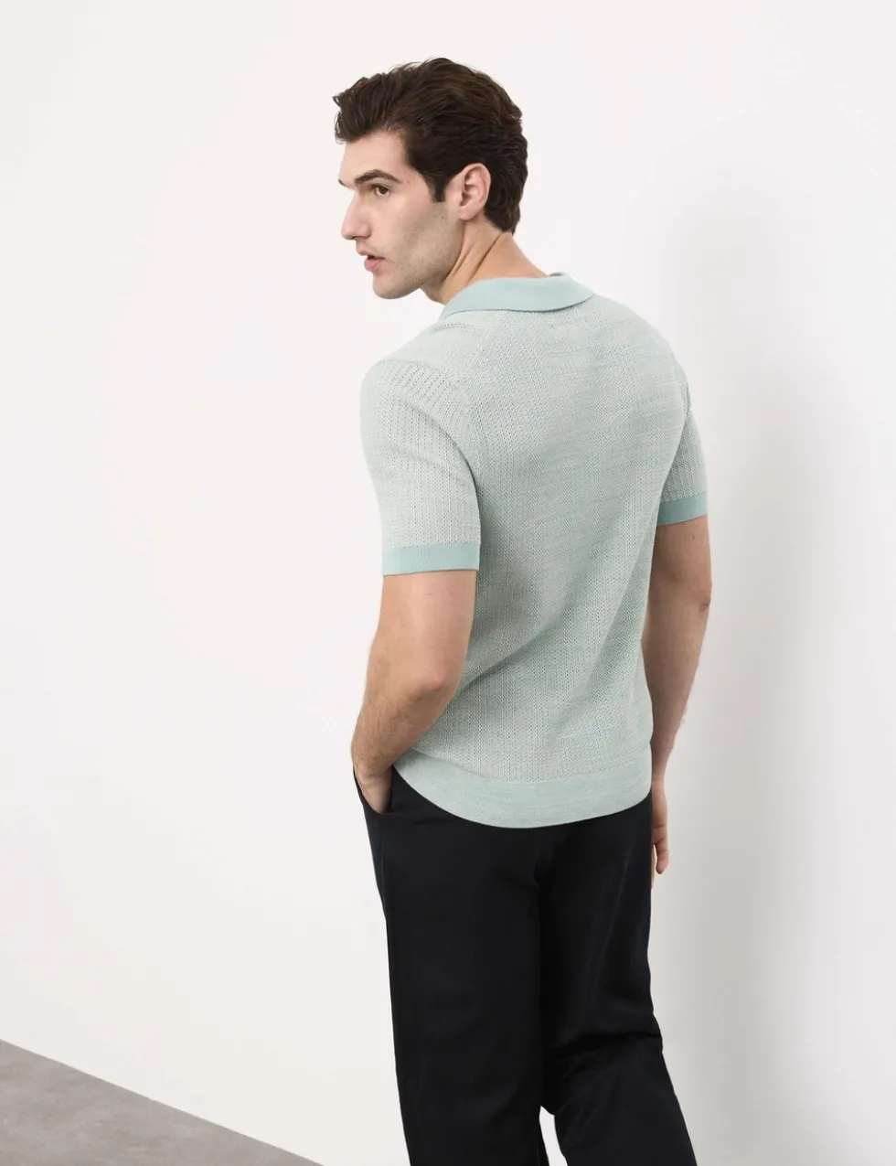 Pure Cotton Twisted Stitch Knitted Polo