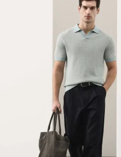 Pure Cotton Twisted Stitch Knitted Polo