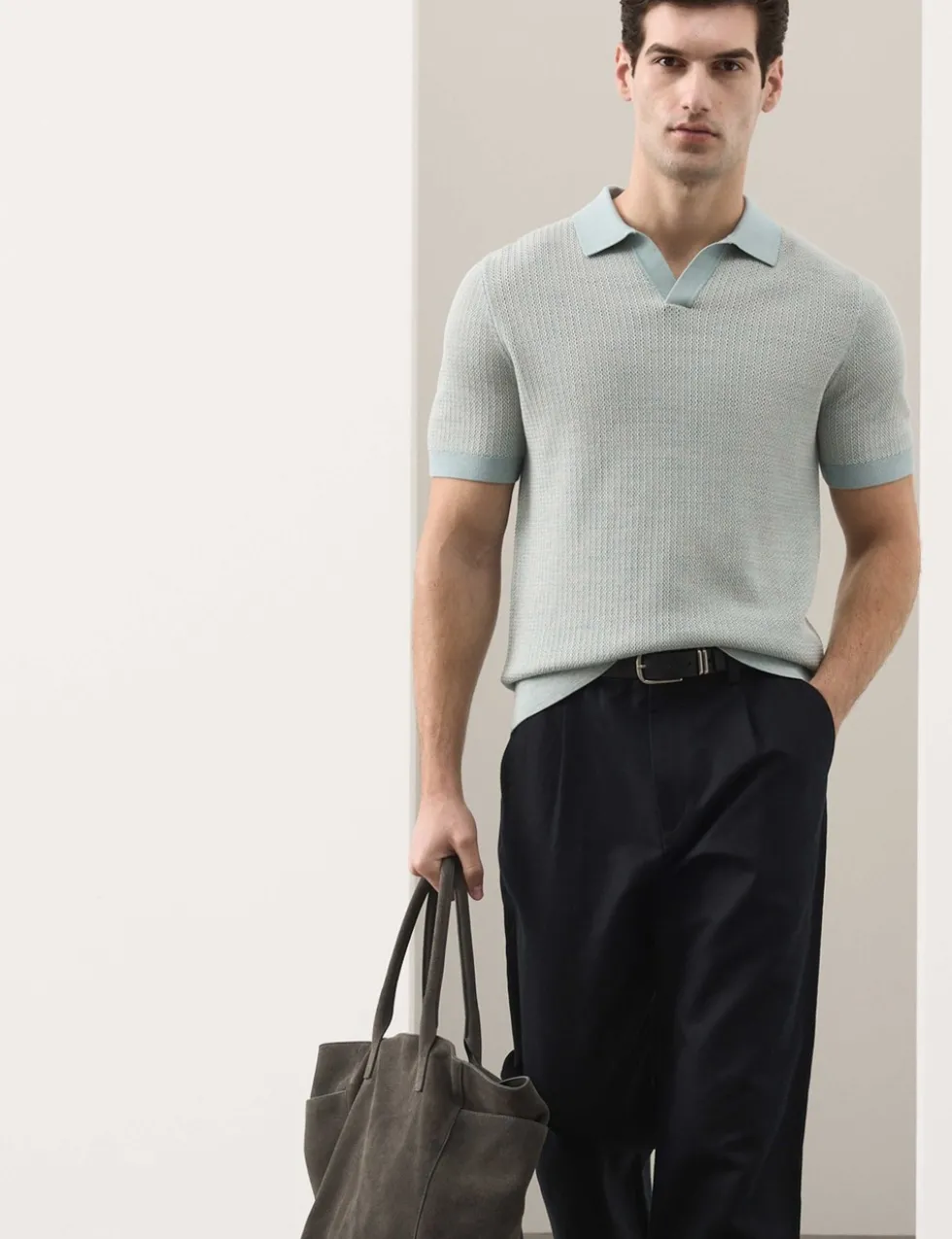 Pure Cotton Twisted Stitch Knitted Polo