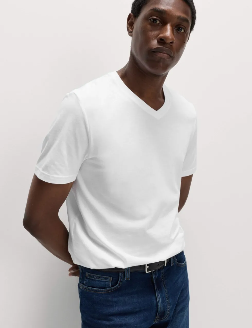 Pure Cotton V Neck T-Shirt