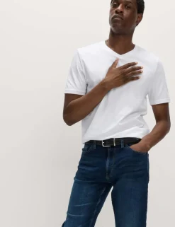 Pure Cotton V Neck T-Shirt