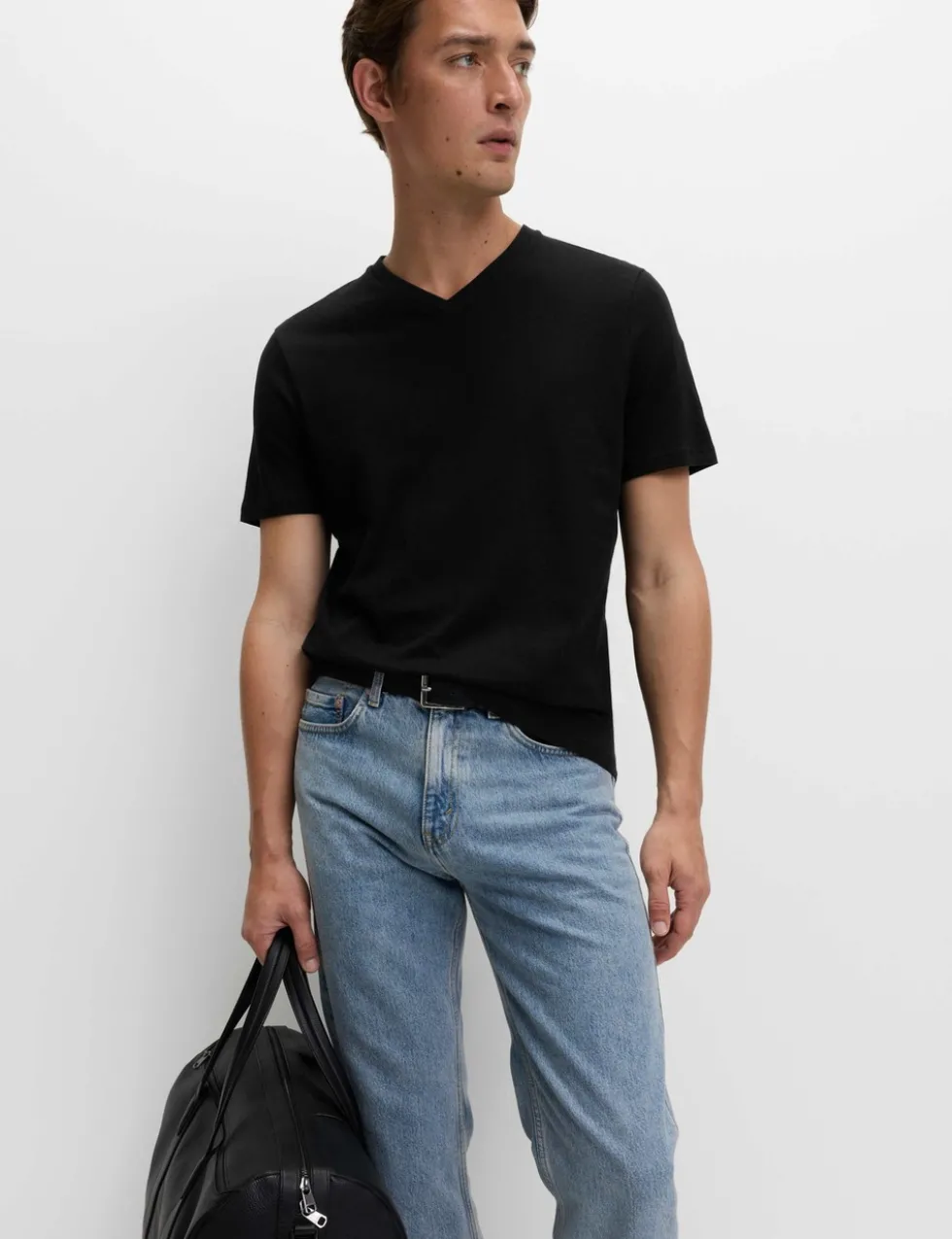 Pure Cotton V Neck T-Shirt