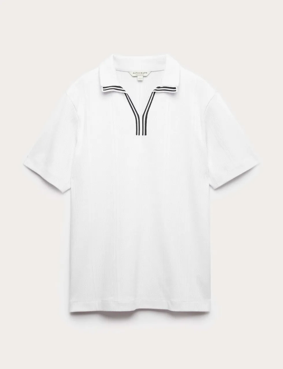 Pure Cotton Vertical Pointelle Polo Shirt