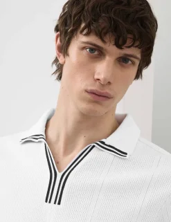 Pure Cotton Vertical Pointelle Polo Shirt