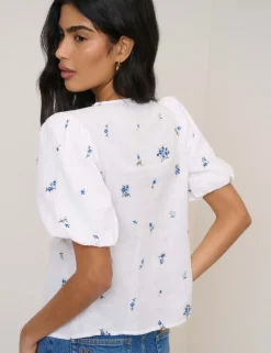 Pure Cotton V-Neck Blouse