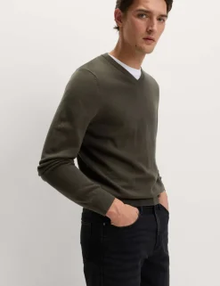 Pure Cotton V-Neck Jumper