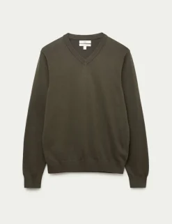 Pure Cotton V-Neck Jumper
