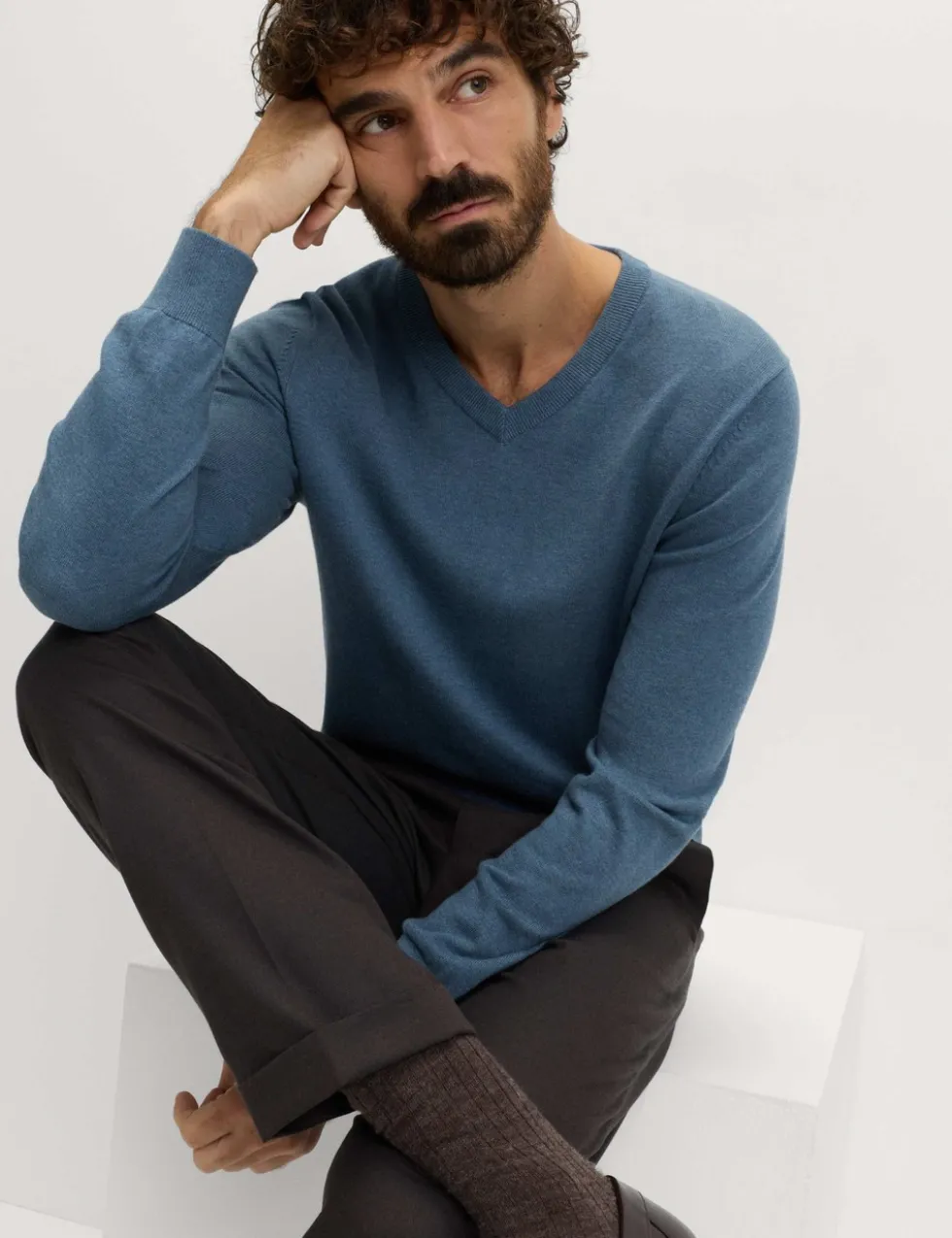 Pure Cotton V-Neck Jumper