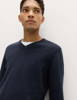 Pure Cotton V-Neck Jumper