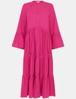 Pure Cotton V-Neck Midi Beach Dress