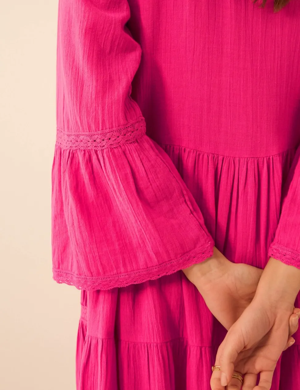 Pure Cotton V-Neck Midi Beach Dress