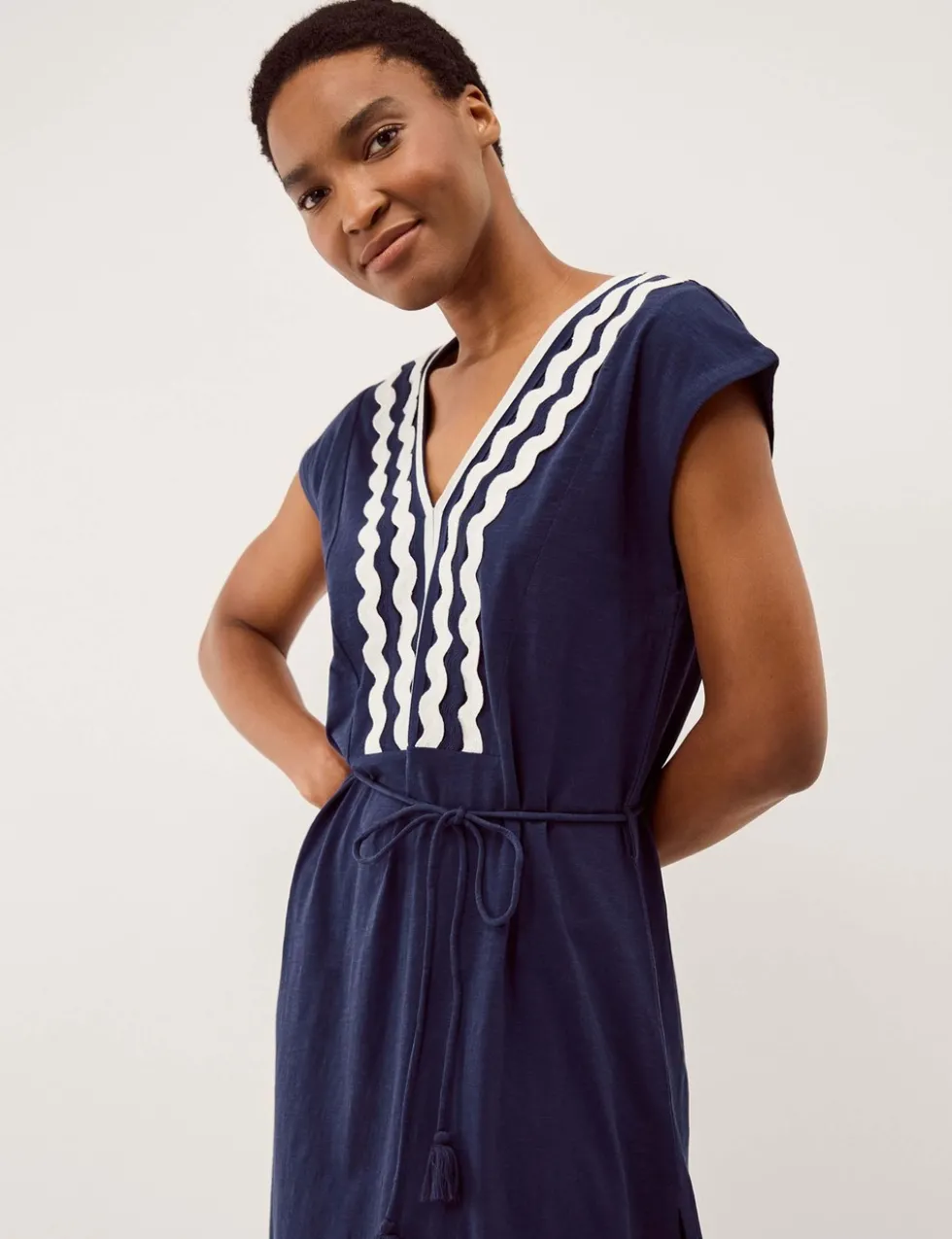 Pure Cotton V-Neck Midi Kaftan Dress