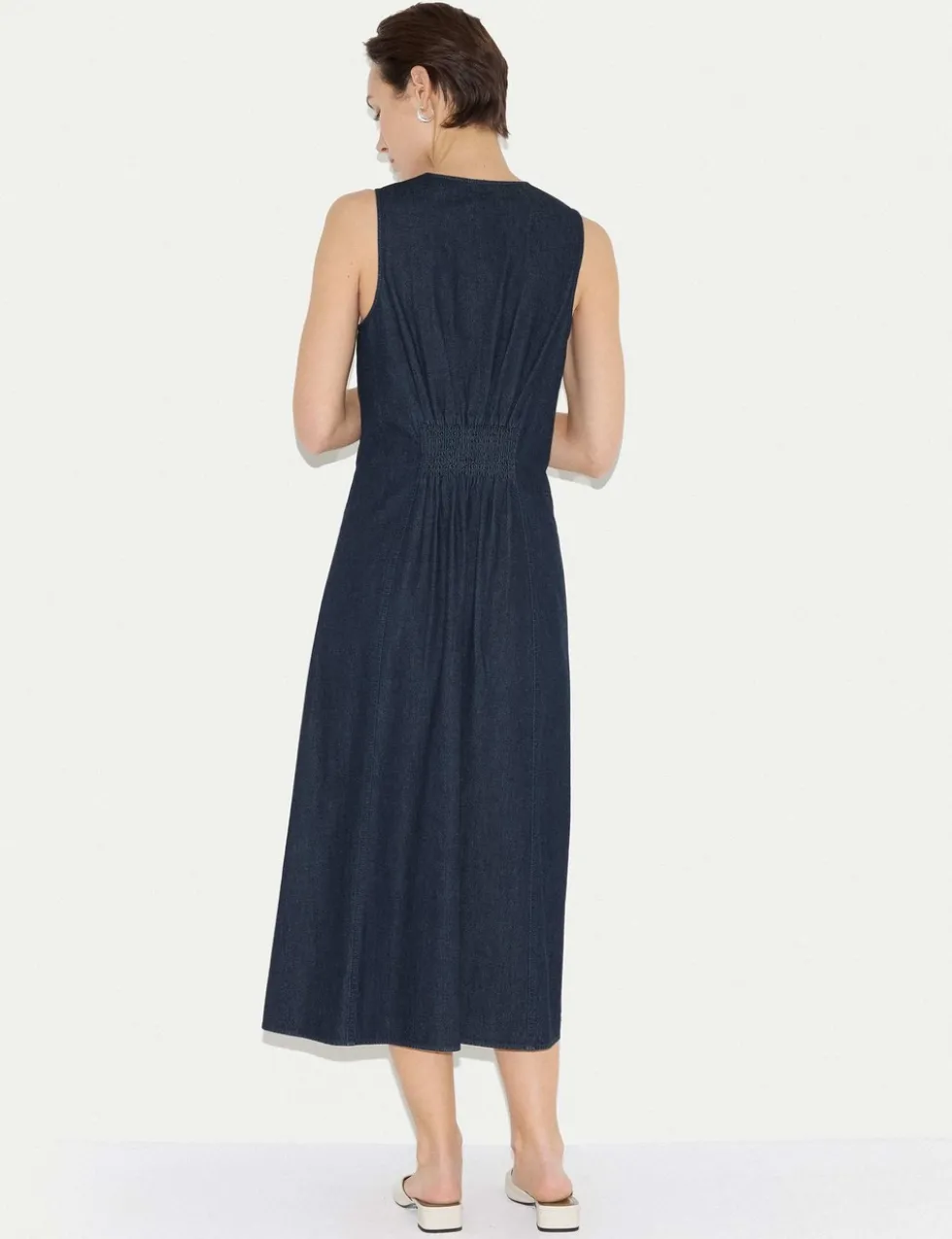 Pure Cotton V-Neck Midi Tea Dress