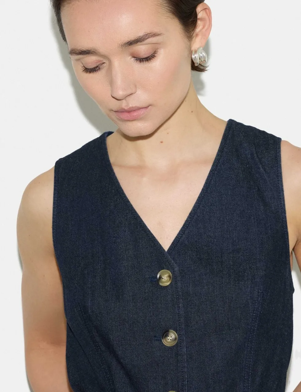 Pure Cotton V-Neck Midi Tea Dress
