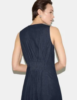 Pure Cotton V-Neck Midi Tea Dress