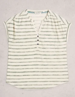 Pure Cotton V-Neck Striped Shirt