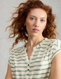 Pure Cotton V-Neck Striped Shirt