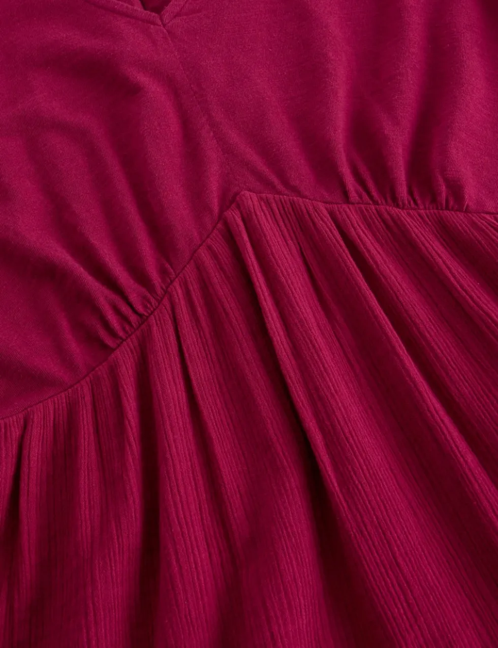 Pure Cotton V-Neck Textured Midi Waisted Dress