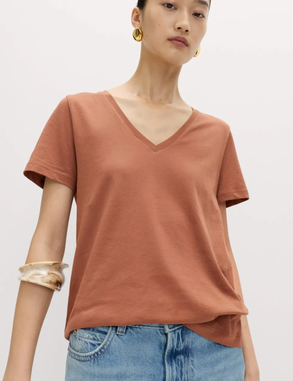 Pure Cotton V-Neck T-Shirt
