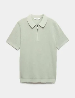 Pure Cotton Waffle Knitted Polo Shirt (6-16 Yrs)