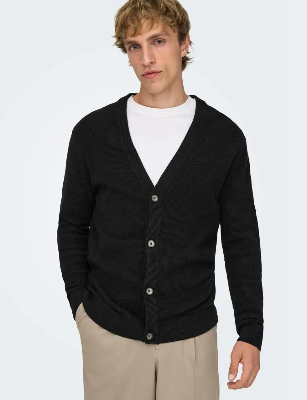 Pure Cotton Waffle Textured Cardigan