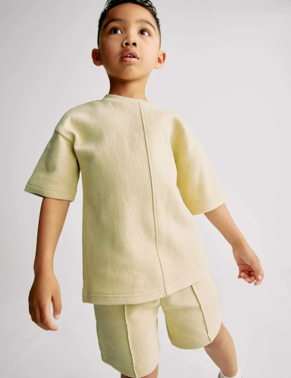 Pure Cotton Waffle T-Shirt and Shorts Set (2-8 Yrs)