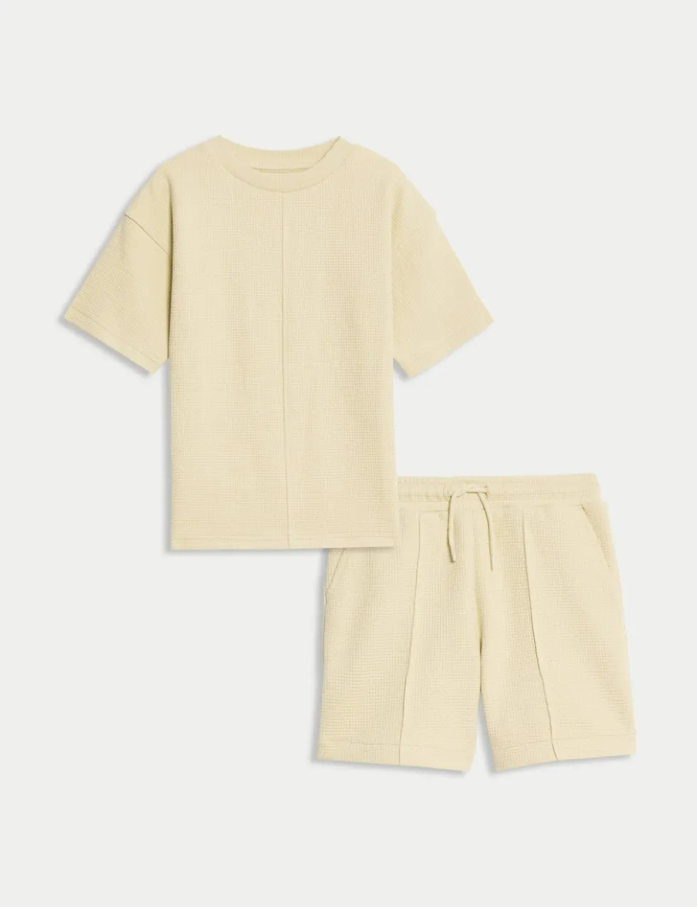 Pure Cotton Waffle T-Shirt and Shorts Set (2-8 Yrs)