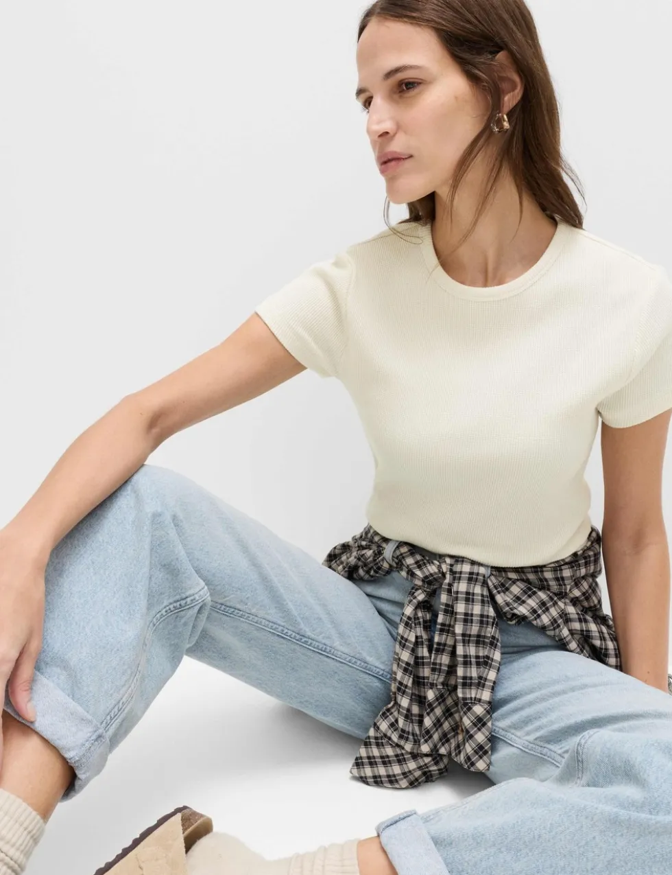 Pure Cotton Waffle T-Shirt