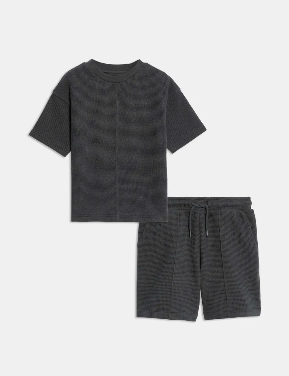 Pure Cotton Waffle T-Shirt and Shorts Set (2-8 Yrs)
