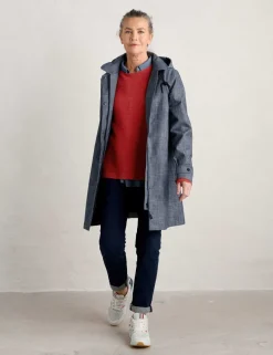 Pure Cotton Waterproof Hooded Longline Raincoat