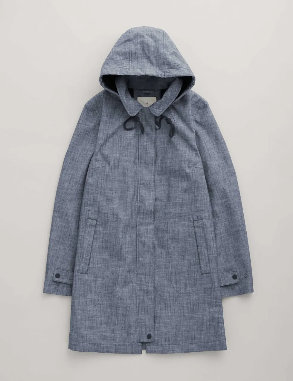Pure Cotton Waterproof Hooded Longline Raincoat