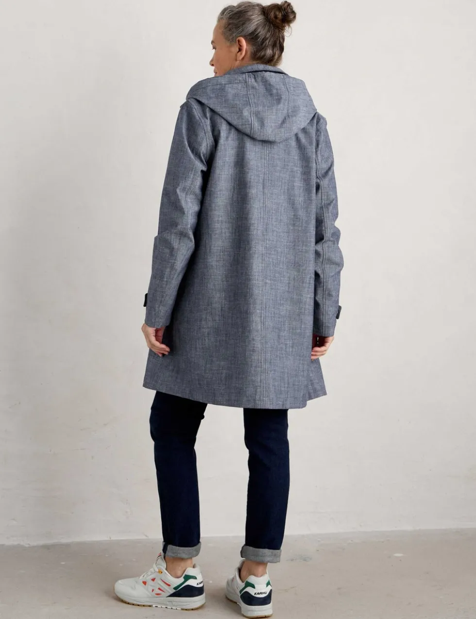 Pure Cotton Waterproof Hooded Longline Raincoat