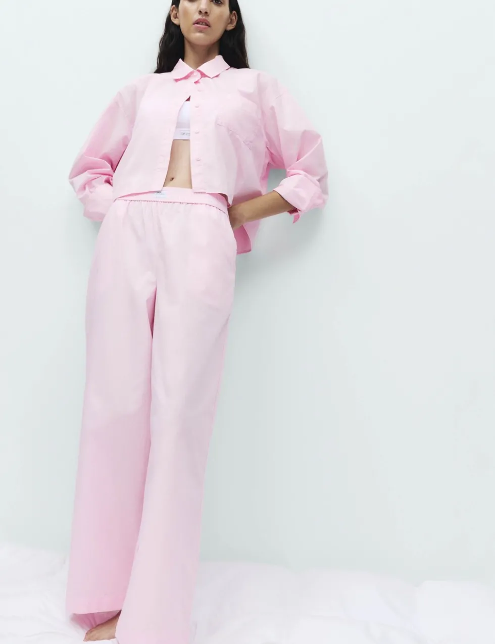 Pure Cotton Wide Leg Pyjama Bottoms