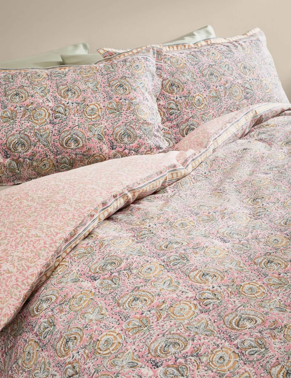 Pure Cotton Woodblock Floral Bedding Set