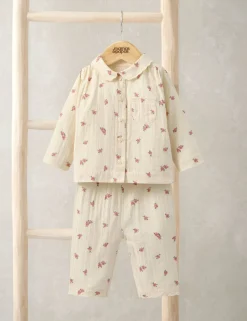 Pure Cotton Woven Rose Print Pyjamas (3 Mths-3 Yrs)