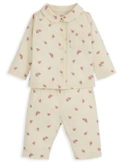 Pure Cotton Woven Rose Print Pyjamas (3 Mths-3 Yrs)