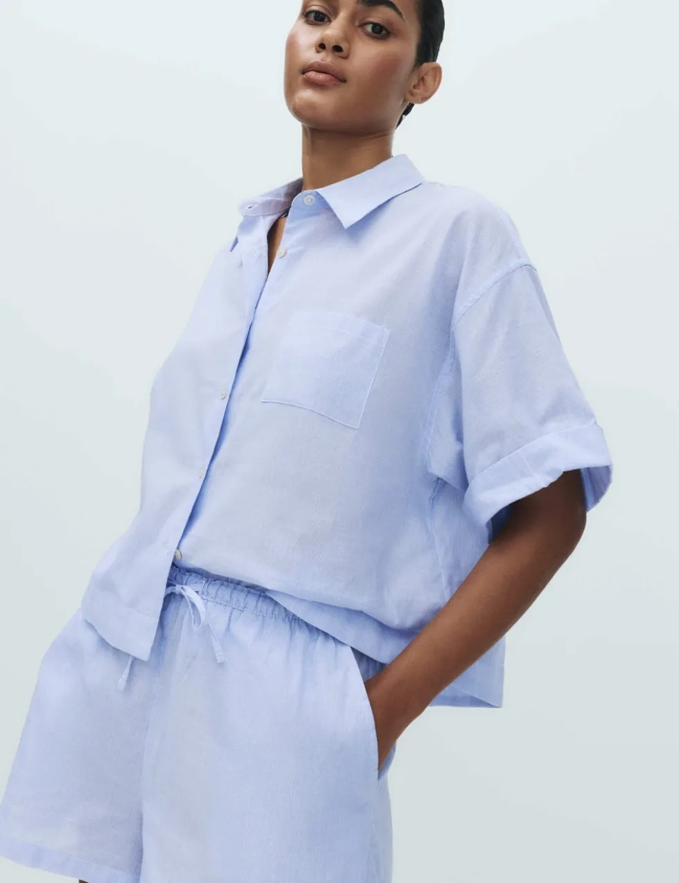 Pure Cotton Woven Striped Pyjama Shorts
