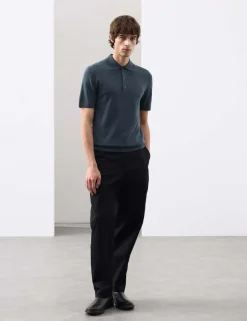 Pure Extra Fine Merino Wool Knitted Polo Shirt