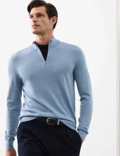 Pure Extra Fine Merino Wool Half Zip Jumper