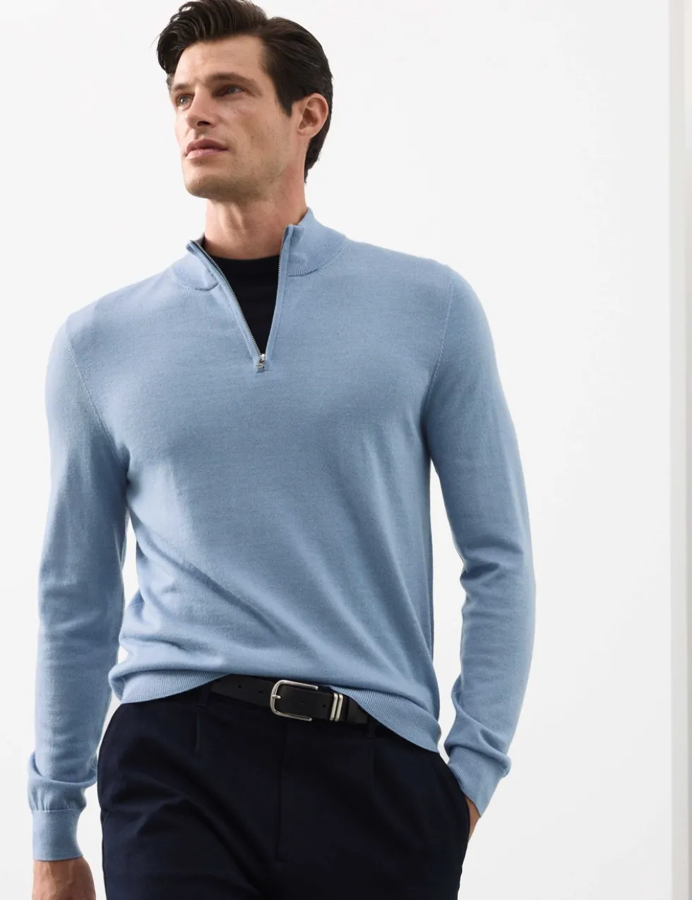 Pure Extra Fine Merino Wool Half Zip Jumper