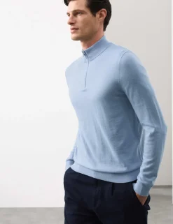 Pure Extra Fine Merino Wool Half Zip Jumper