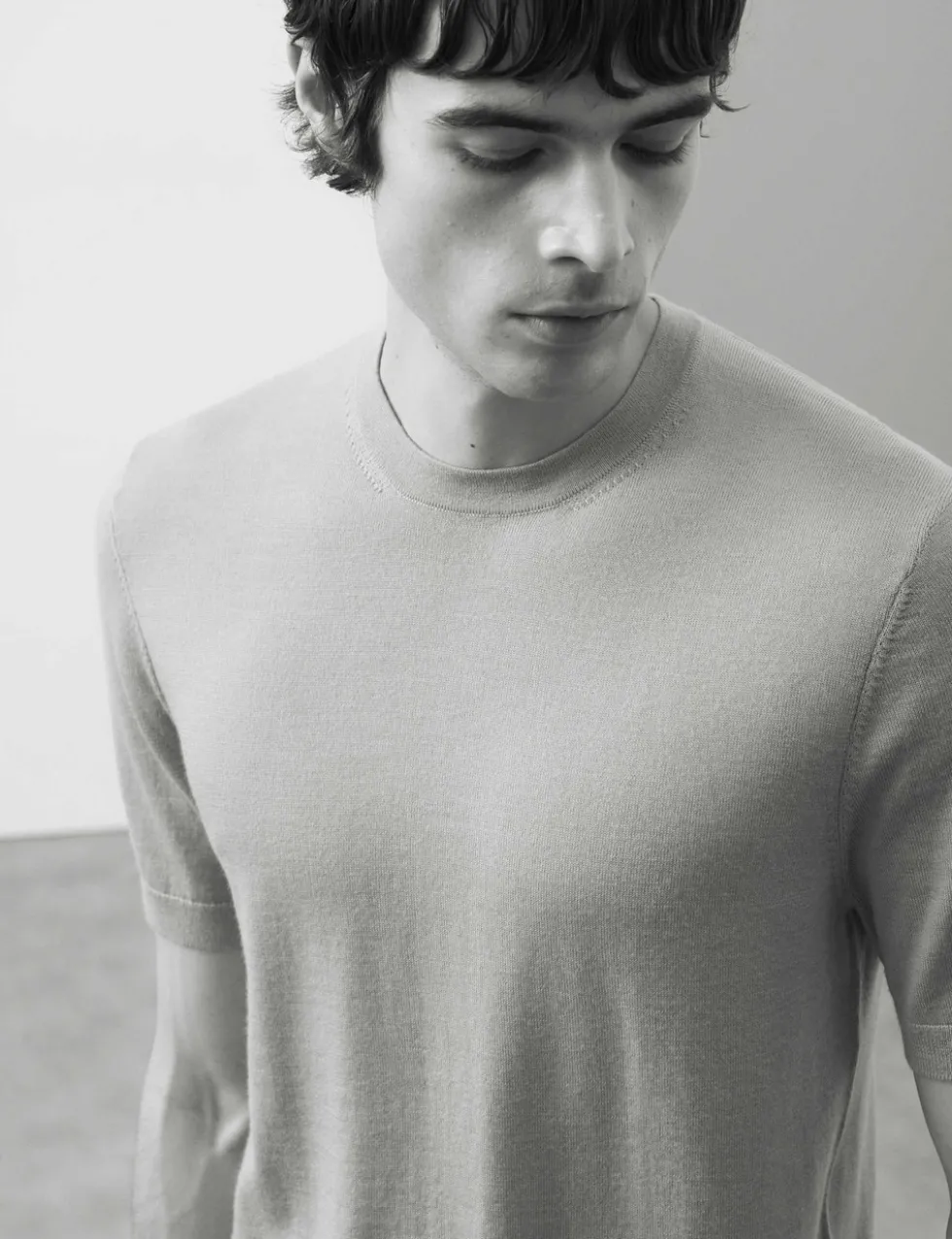 Pure Extra Fine Merino Wool Crew Neck T-Shirt