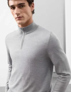 Pure Extra Fine Merino Wool Half Zip Jumper